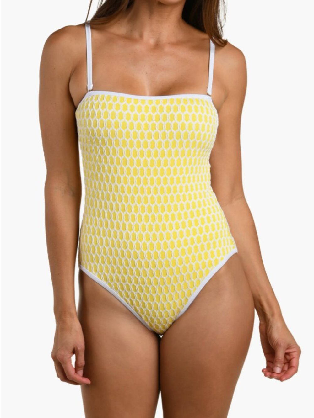 🏷 *NWT* 💛  La Blanca Prep & Paddle Bandeau One Piece Swimsuit Yellow 14